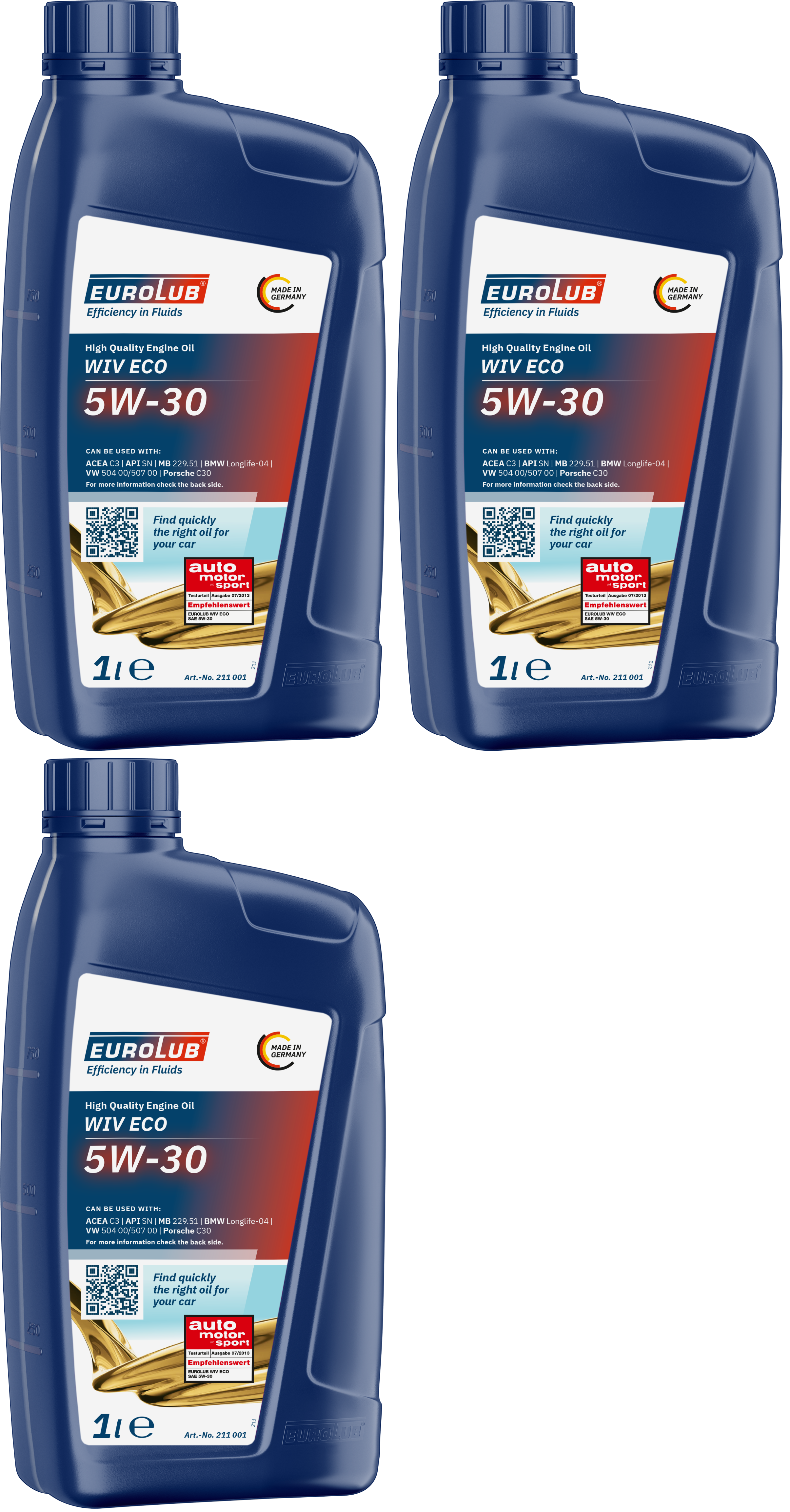 EUROLUB WIV ECO 5W-30 Motoröl 3x 1l = 3 Liter